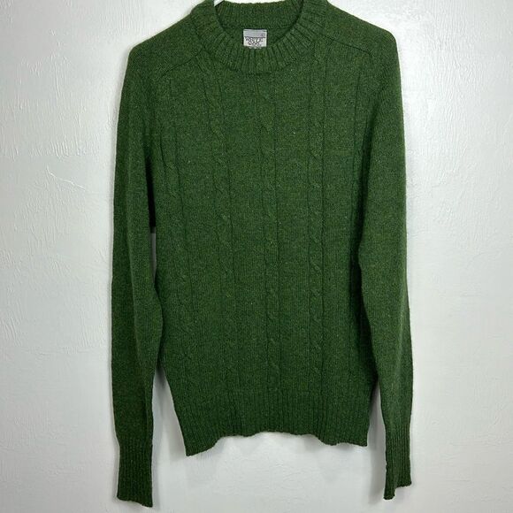 White Oak Sportswear Cable Knit Crew Neck Sweater In Green Size L - Picture 1 of 7